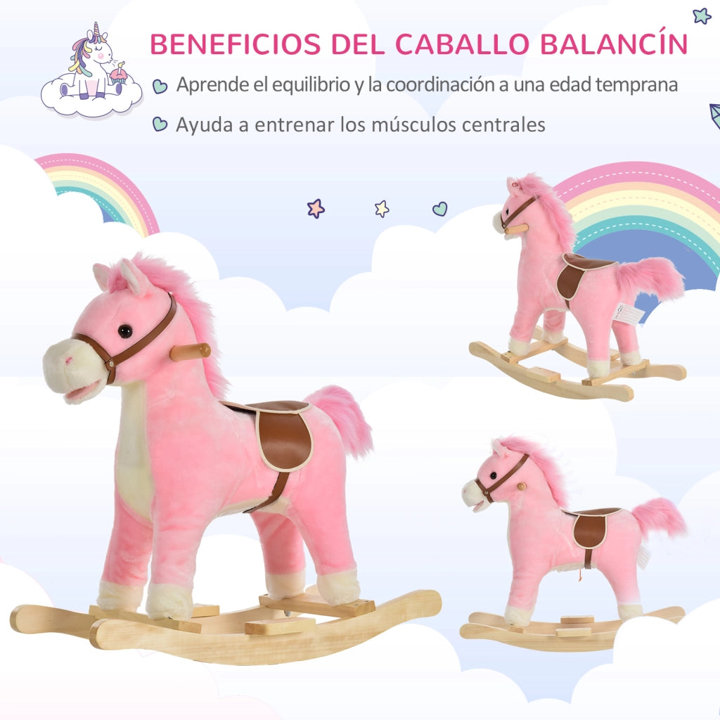 Cavallo a Dondolo Morbido ¨C zephmum ¨C 65x32,5x61 cm Rosa