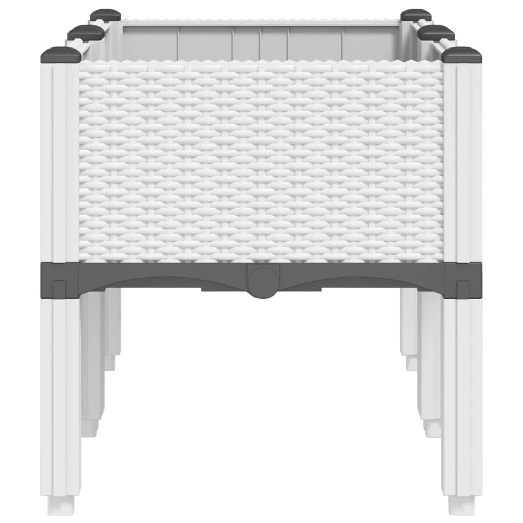 Fioriera rialzata per piante fiori patio giardino con gambe 80 x 40 x 42 cm PP bianco 02_0038168