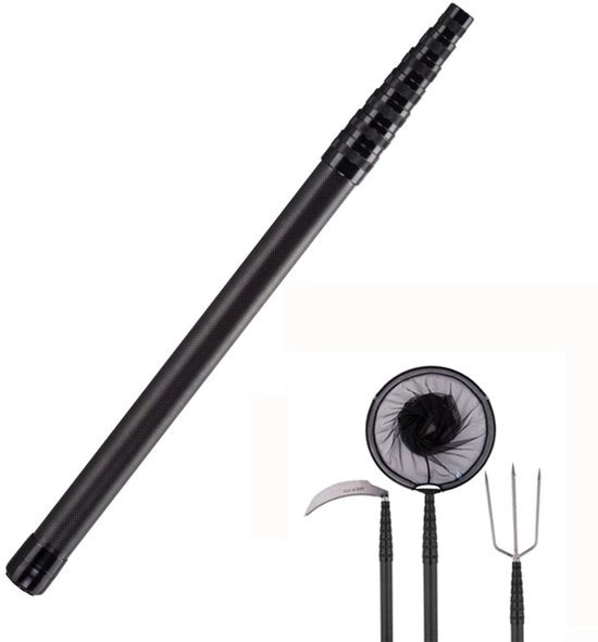 Attrezato da giardinaggio portatile - Fibra di carbonio telescopico - Lungo manico - Progettazione ergonomico - Ripiegabile - Leggero 46T Alto Carbonio - Rastrello
