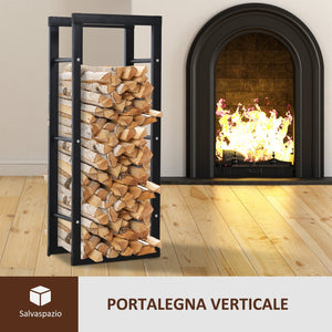 Portalegna Legnaia in Ferro 40x25x100 cm da Interno Max 100Kg  Nero