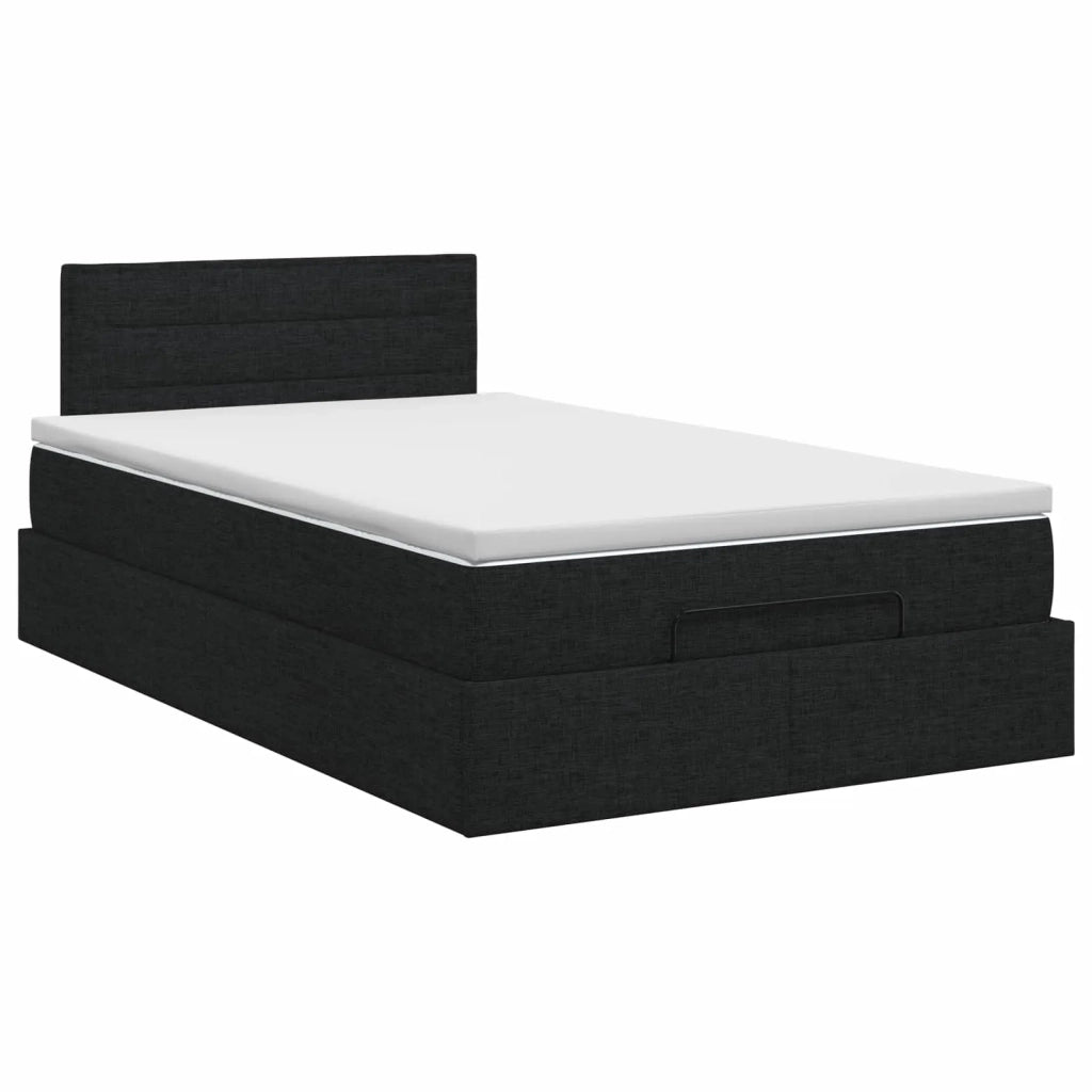 Letto ottomano con materasso Nero 120 x 190 cm Tessuto 3456228