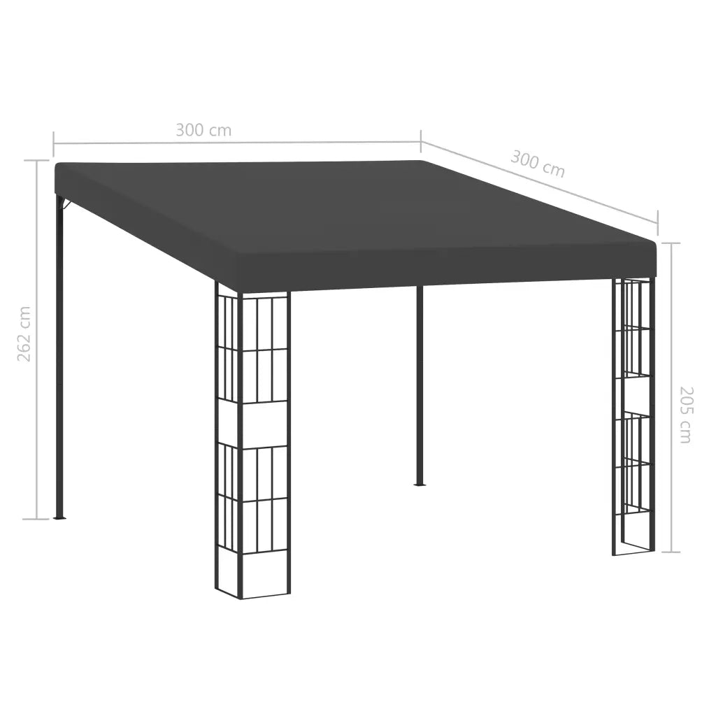 Gazebo | Pergolato a Parete 3x3 m Antracite in Tessuto