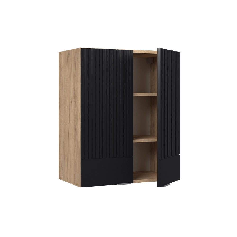 Vicco Pensile da cucina Nero a righe 60 cm