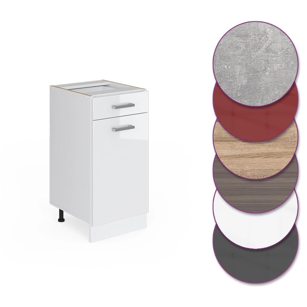 Vicco Mobiletto base per cucina Bianco lucido 40 cm , PL Rovere