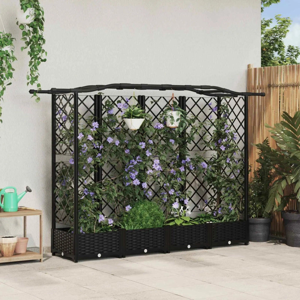 Letto Rialzato con Griglia e Tetto Nero 203,5 x 40 x 125 cm PP