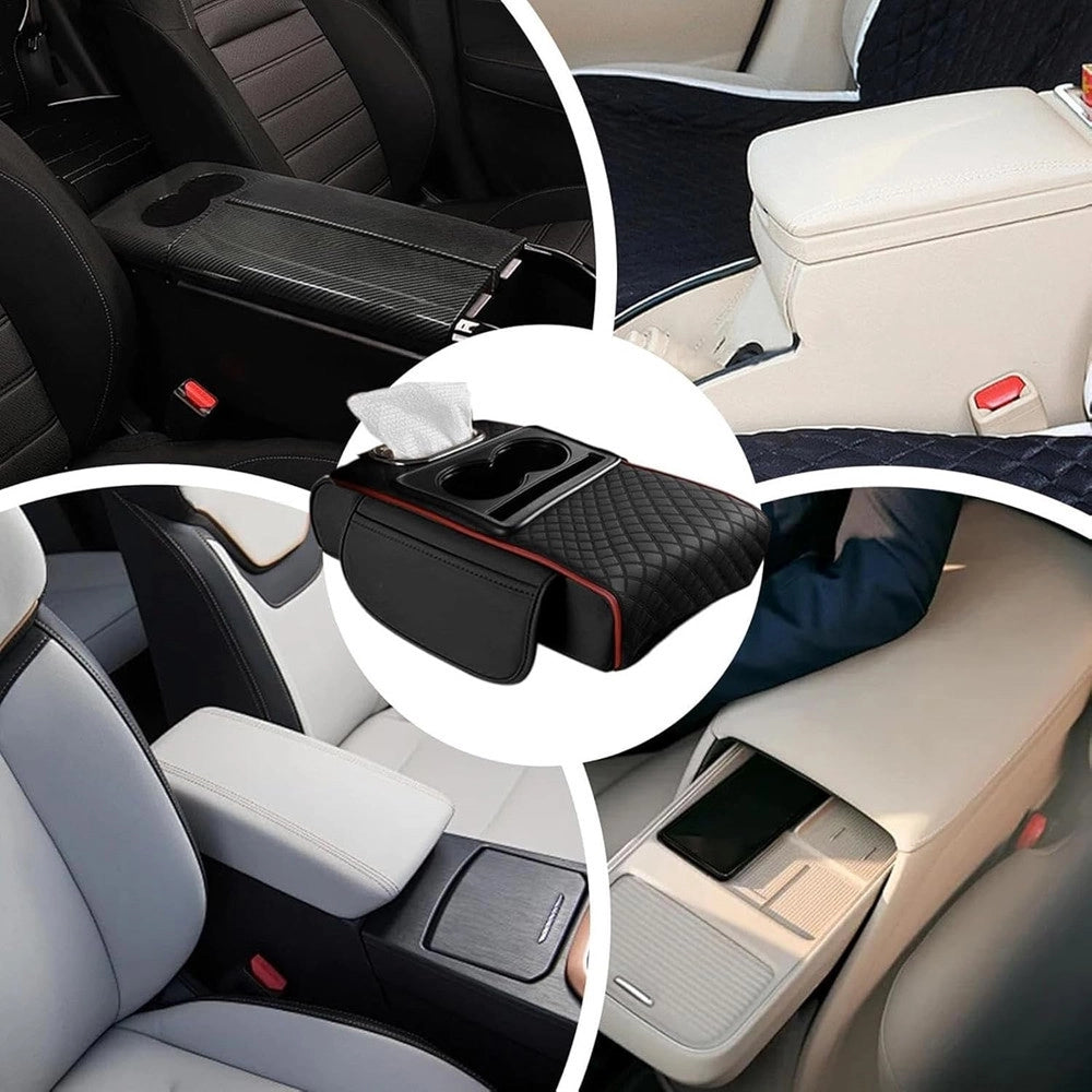 Trade Shop - Cuscino Auto Antiscivolo Imbottitura Impermeabile Copri Bracciolo Con Tasca Portaoggetti -
