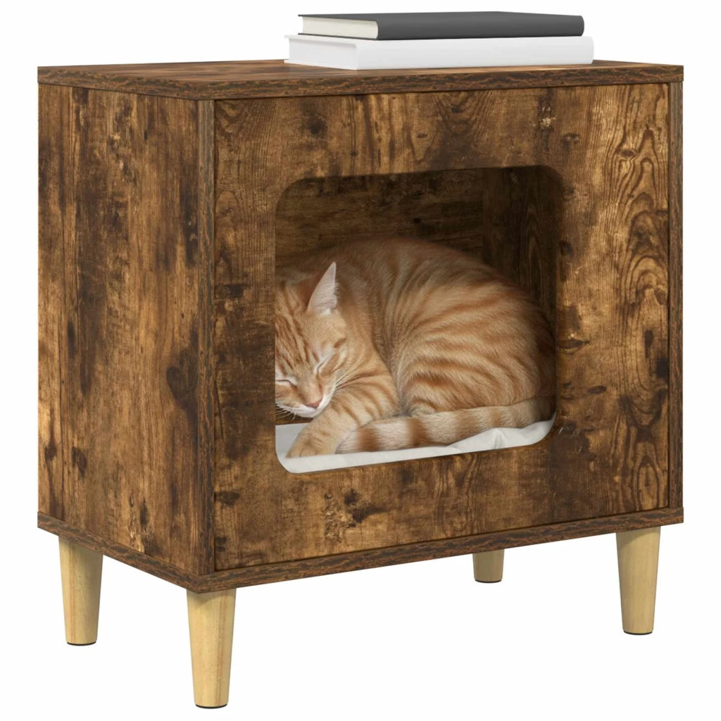Casa per Gatti Rovere fum¨¦ 51 x 30 x 52 cm Legno multistrato CFW6165607