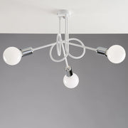 Plafoniera Minimal 3 Luci In Ferro Laccato Bianco Particolari Cromo Serie Pop