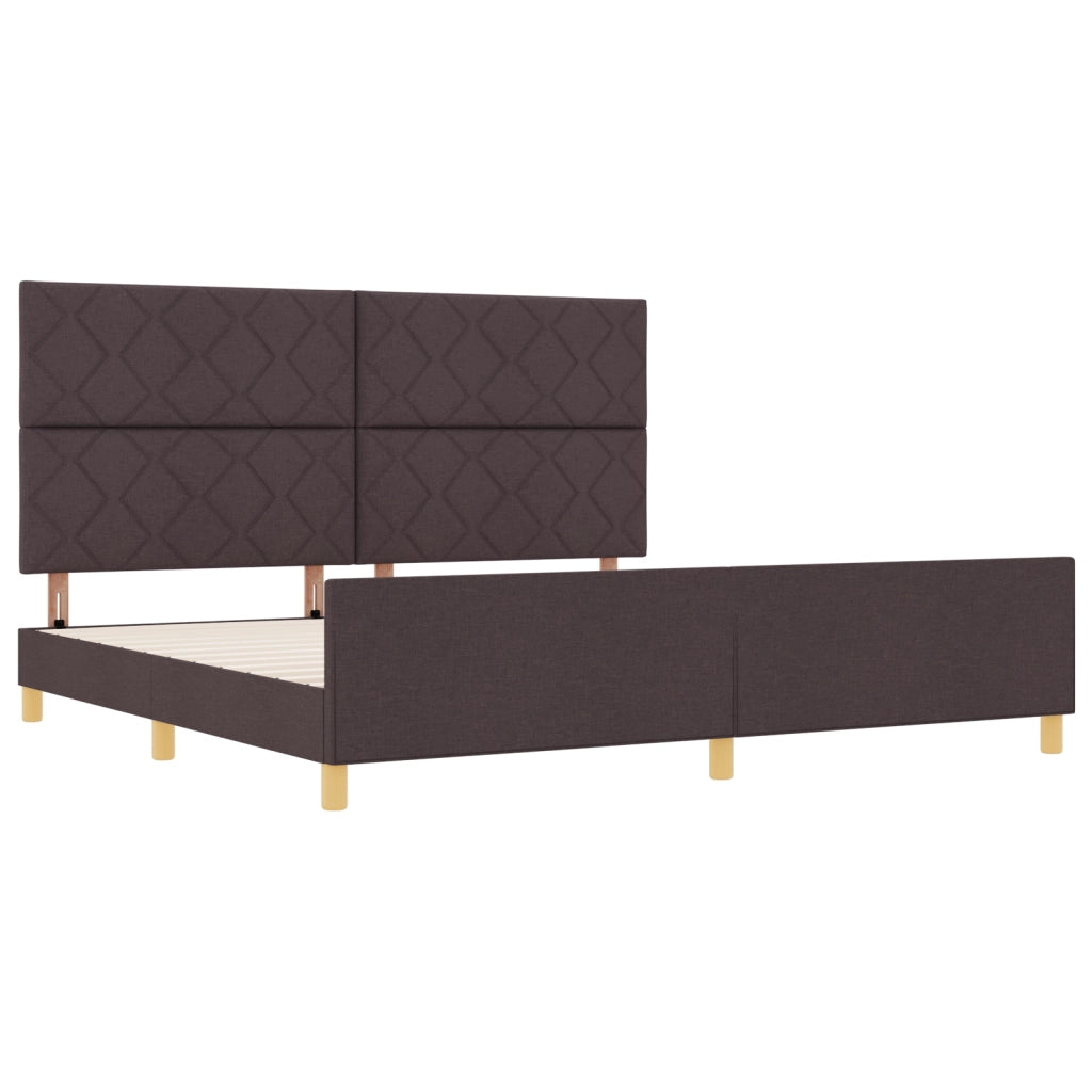 Rete letto  in marrone scuro, 200x200 cm, tessuto