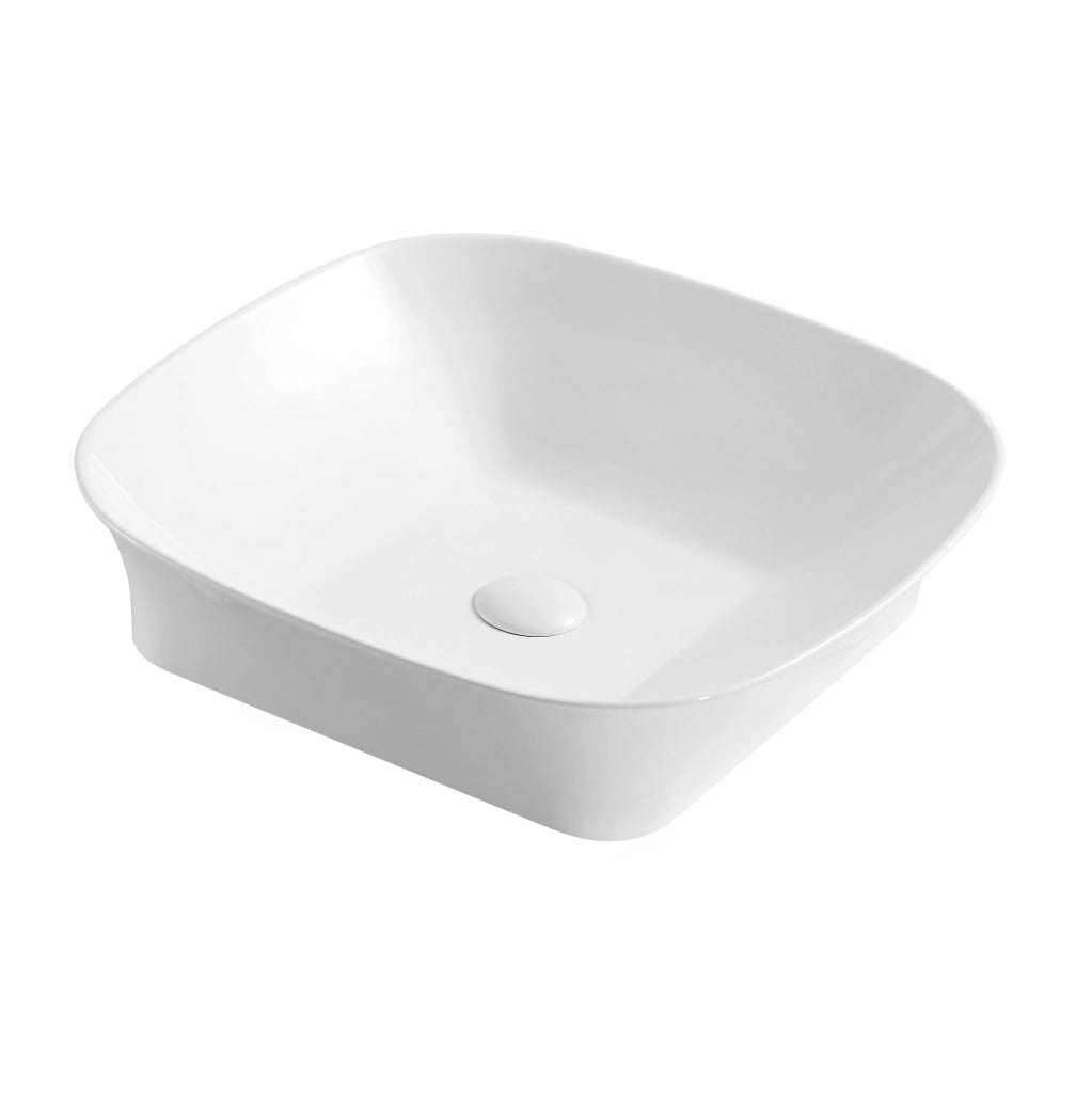 Lavabo da appoggio 50x50 quadrato in ceramica bianco lucido