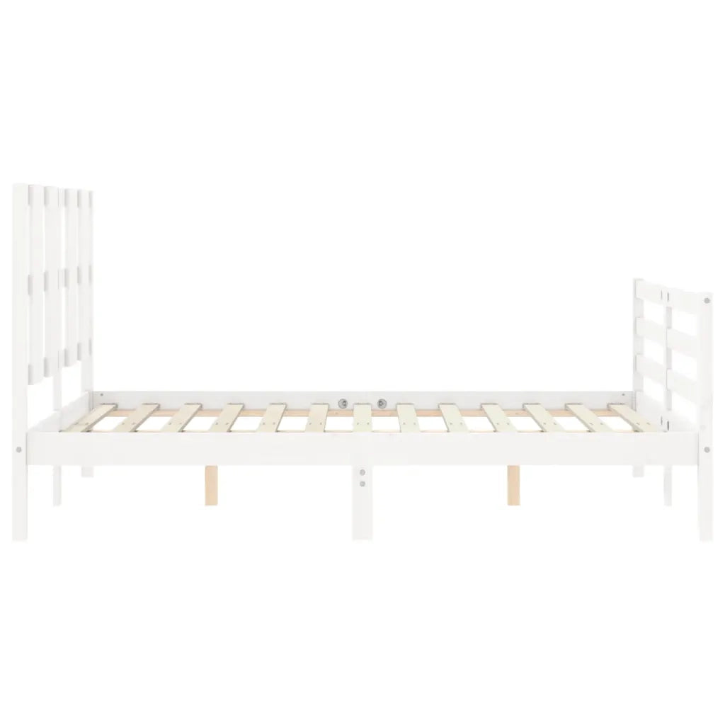Giroletto con Testiera-Struttura Letto con testiera Bianco 140x200 cm in Legno Massello 869725