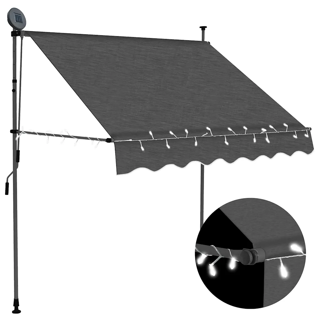 Tenda da Sole Retrattile Manuale con LED 200 cm Antracite cod mxl 25200