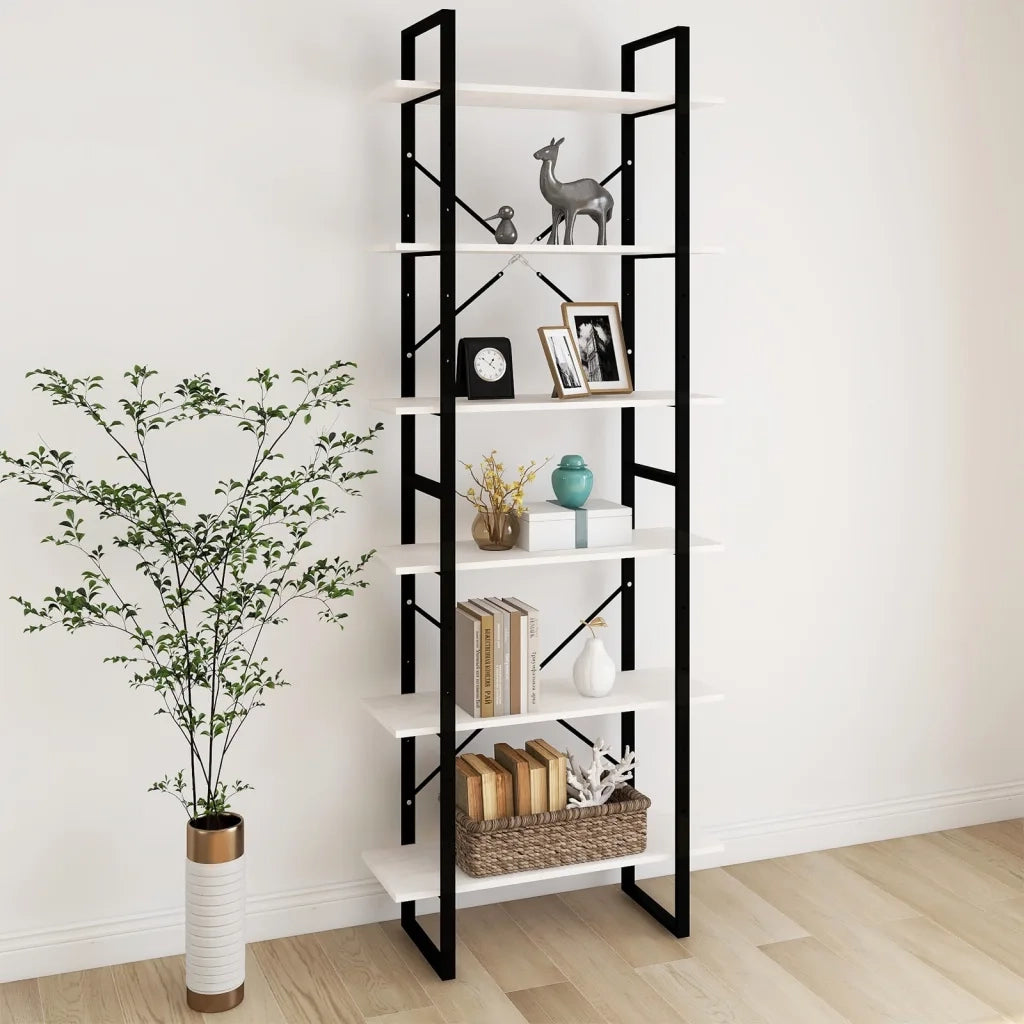 Scaffale Alto Bianco 80x30x210 cm in Legno Massello di Pino 806543