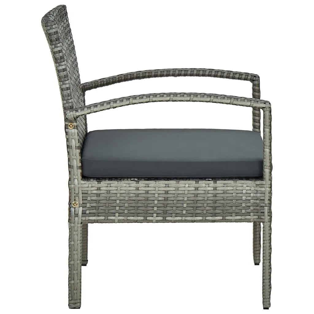 Sedia da Giardino | Sedie da Esterno con Cuscino in Polyrattan Grigio