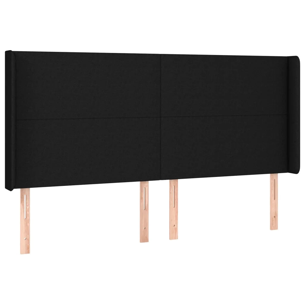 Testiera ad Orecchio Nera 203x16x118/128 cm in Tessuto
