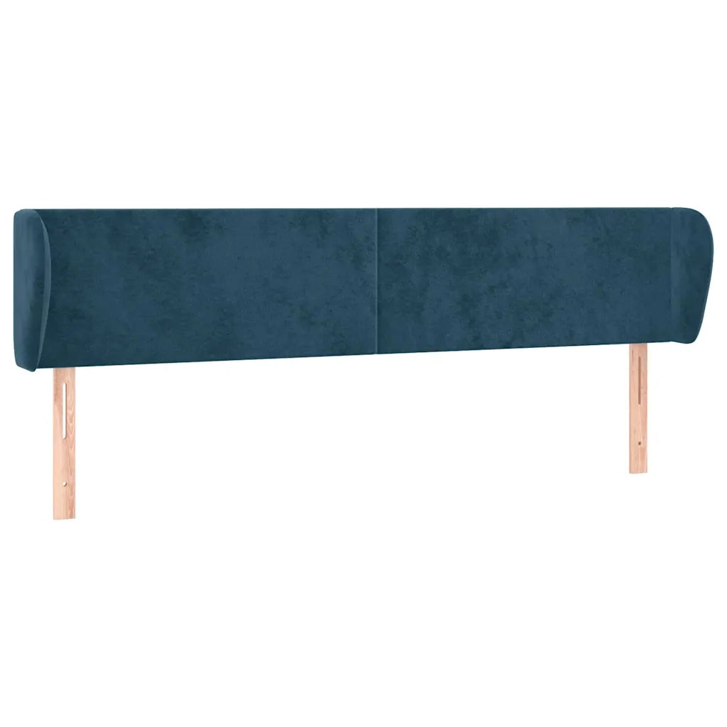 Testiera | Testata ad Orecchio Blu Scuro 203x23x78/88 cm in Velluto