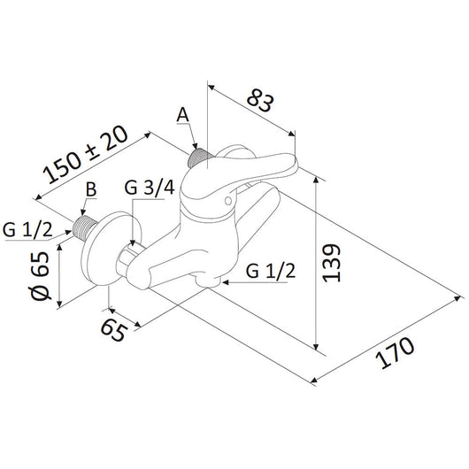 Rubinetto Miscelatore Monocomando Doccia Esterno in Ottone Mariani Epic Cromato