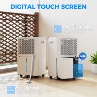 Deumidificatore, Serbatoio da 4,5 Litri, Timer 24 Ore, Display LED, Plastica, Bianco