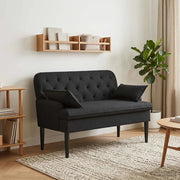 Loveseat con bottoni imbottiti Nero 111 x 68 x 80 cm Tessuto 42041798