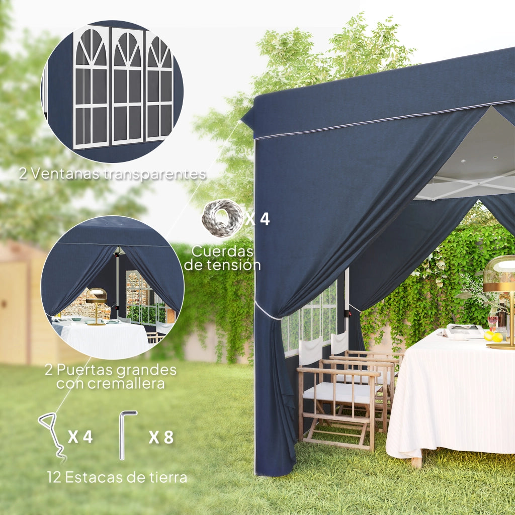 Tenda da giardino pieghevole ¨C zephmum ¨C 2.5x2.5 m blu scuro con borsa