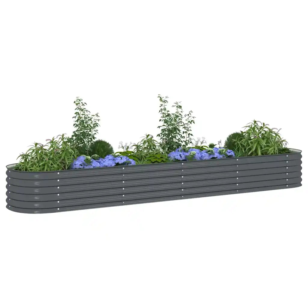 Letto Rialzato Giardino 400x80x44 cm in Acciaio Zincato Grigio 45526