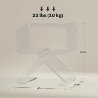 Tavolino Basso Geometrico a 2 Livelli  in Acrilico con Gambe Triangolari, 40x30x45 cm, Trasparente