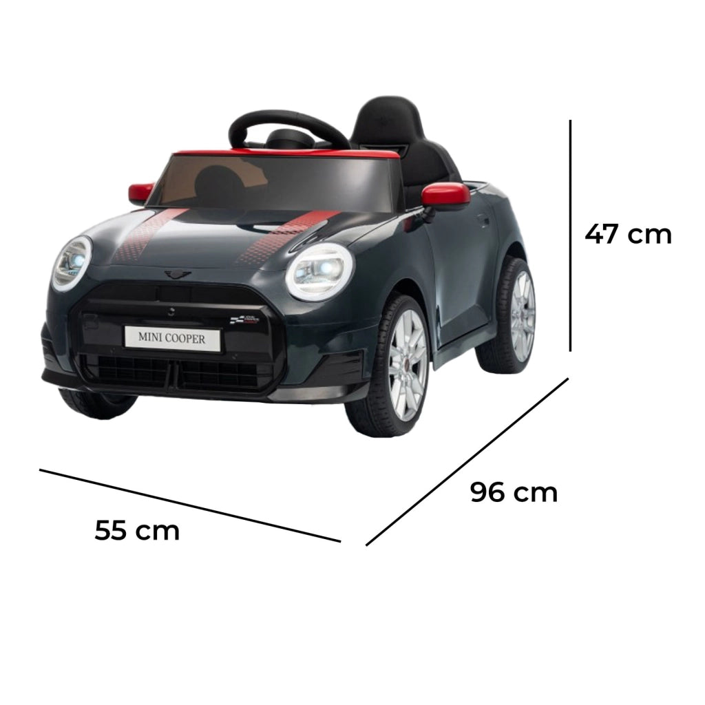 Macchina Elettrica per Bambini Licenza Ufficiale Mini Cooper S Cabrio 12V Sedili in Pelle e Telecomando Nero