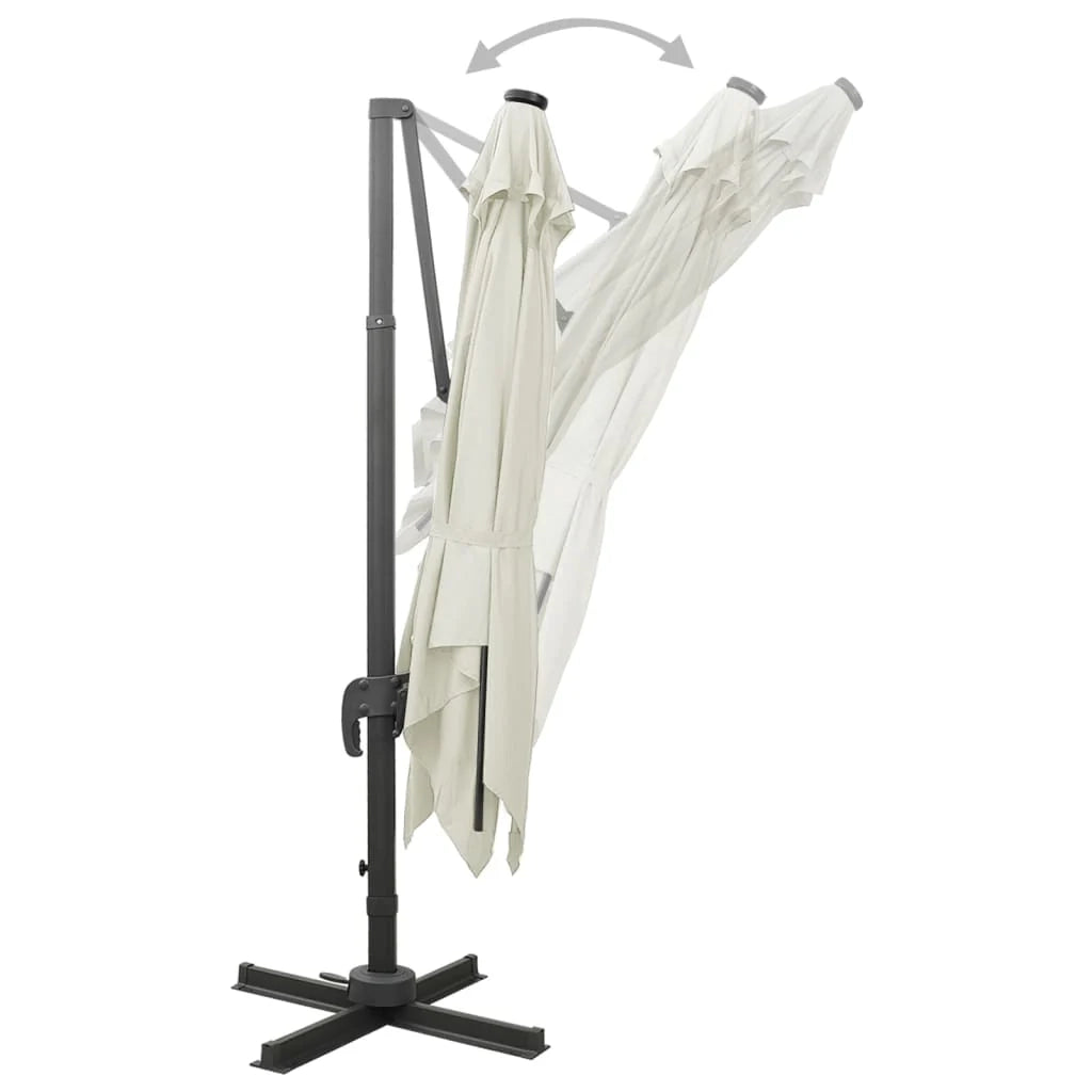 Ombrellone da giardino decentrato con palo e luci LED 300 cm colore sabbia 02_0008533