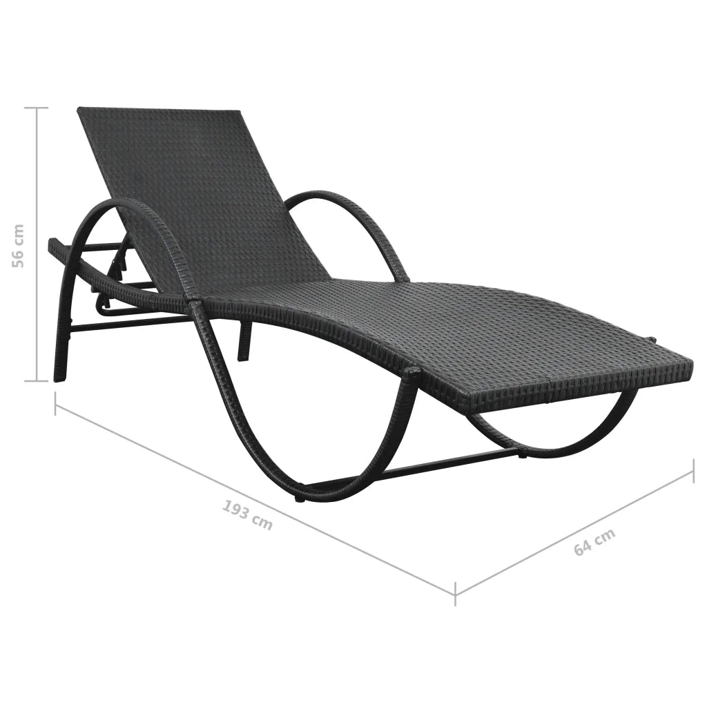 Lettini Prendisole 2 pz con Tavolo in Polyrattan Nero cod mxl 23062