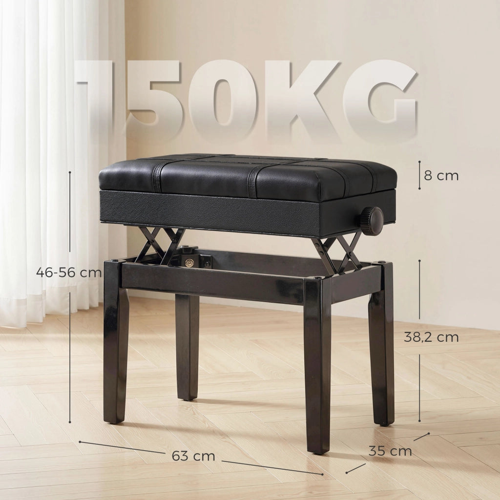 Sgabello con vano nascosto, regolabile in altezza, similpelle, nero ¨C zephmum