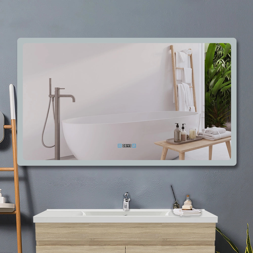 AICA IT Specchio Da Bagno Rettangolare Da 160x80cm con LED, Antiappannamento, 3 Temperature Colore
