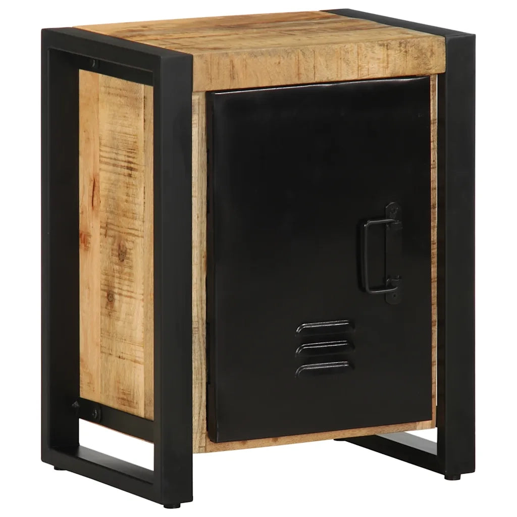 Comodino | Armadio da Notte | Mobiletto da notte 40x30x51 cm in Legno Grezzo Massello di Mango