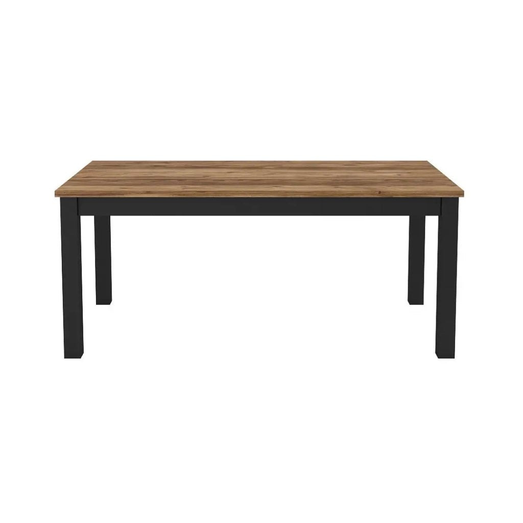 Tavolo 6 persone per sala da pranzo Collezione DARWIN. Piano colore abete. Piedi neri