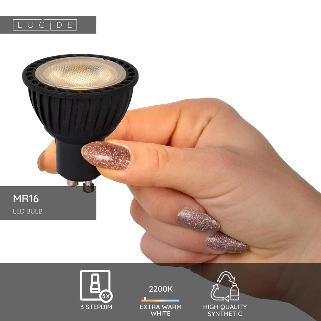 Lampadina LED riflettore GU10 nera 5W 2200K Lucide