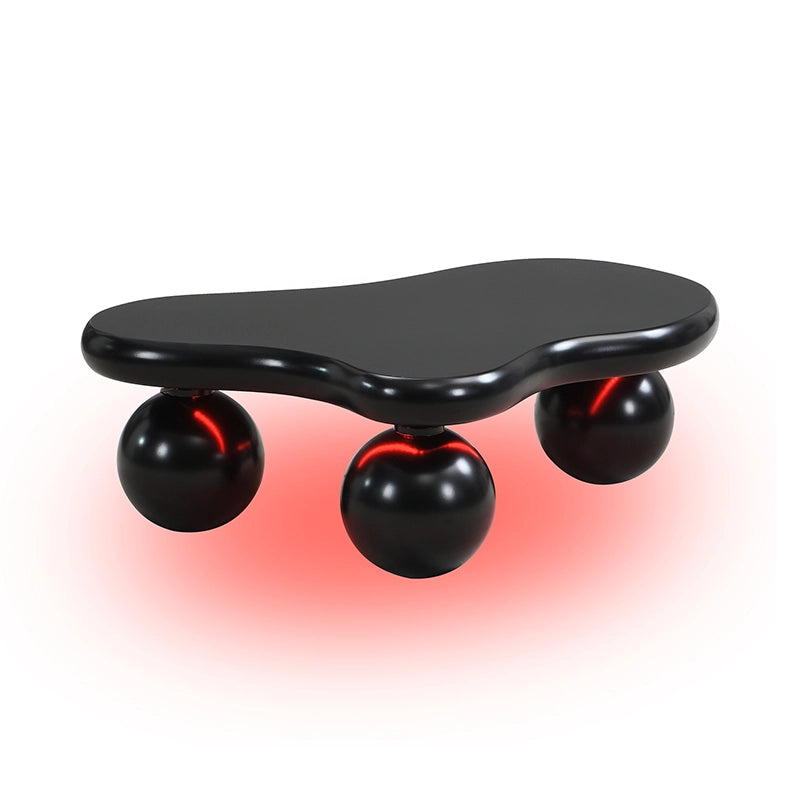 Tavolino da caffè forma nuvola LED con bordi arrotondati per soggiorno e camera bambini, in MDF, nero, 95 × 62,5 × 32 cm