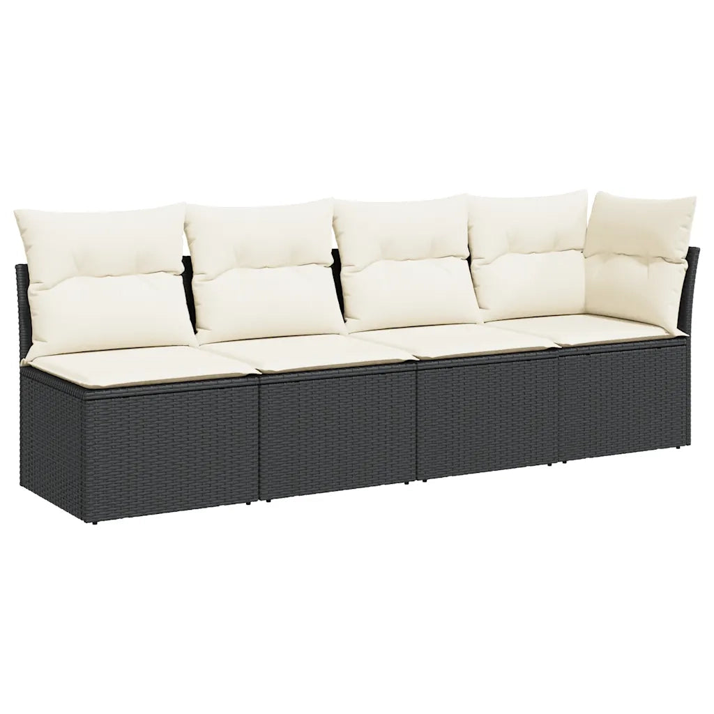 Divano da Giardino con Cuscini a 4 Posti Nero in Polyrattancod mxl 87730