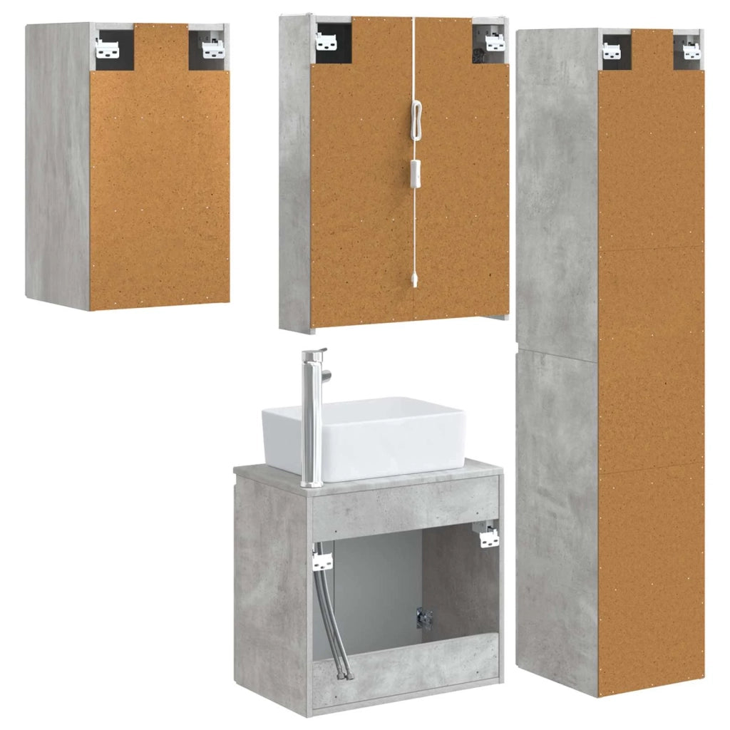 Set di Armadi da Bagno 5 pcs Grigio Cemento 53 x 15,5 x 70 cm 3407330