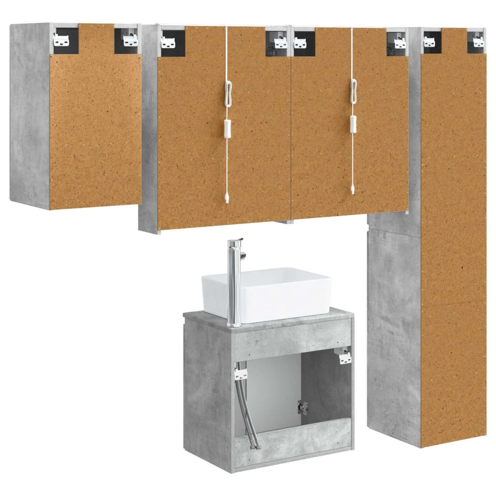 Set di Armadi da Bagno 5 pcs Grigio Cemento 53 x 15,5 x 70 cm 3407330