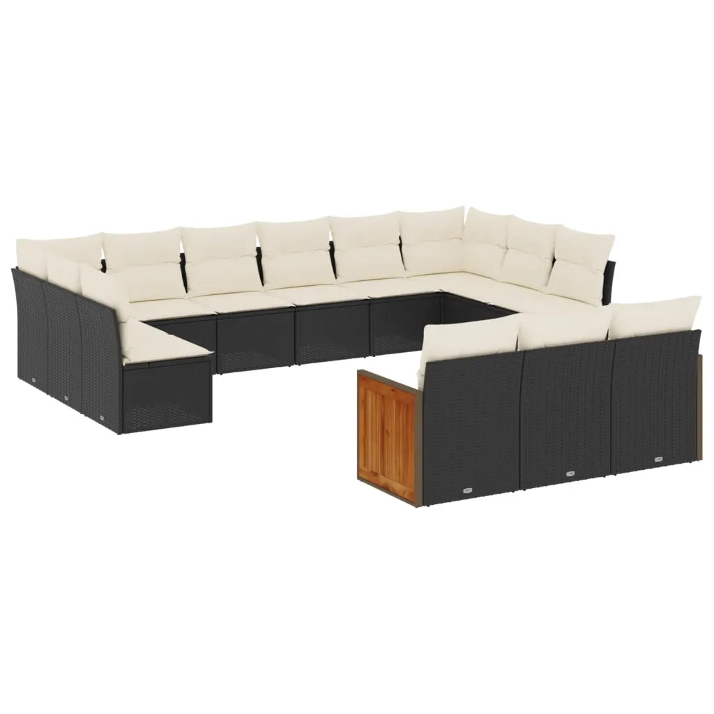 Set Divani da Giardino 13pz con Cuscini Nero in Polyrattan 3228135