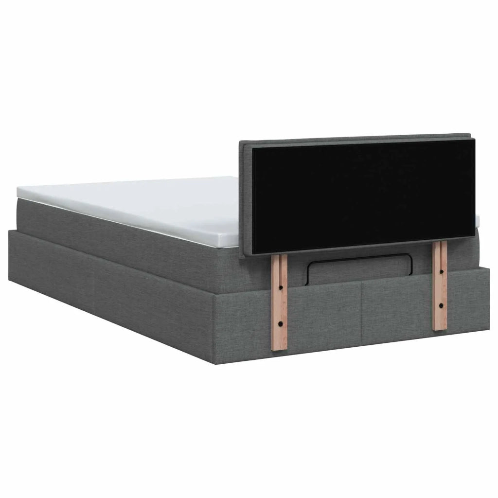 Letto Ottomano con Materasso e LED Grigio Scuro 120 x 190 cm 3457973