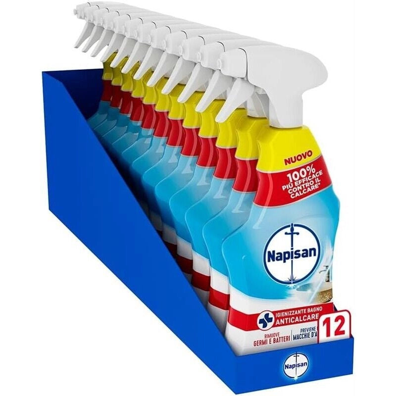 SPRAY NAPISAN 12 PZ IGIENIZZANTE BAGNO ANTICALCARE 740 ML L'UNO RIMUOVE GERMI E BATTERI PREVIENE LE MACCHIE DI ACQUA