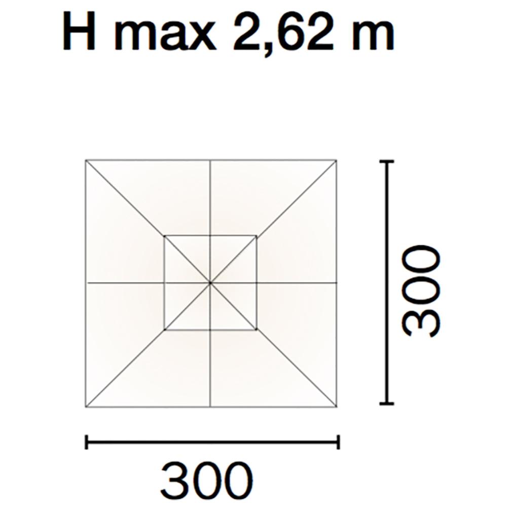 Ombrellone da Giardino Decentrato in Alluminio 3x3m con Manovella e Luci Vorghini Lights Antracite