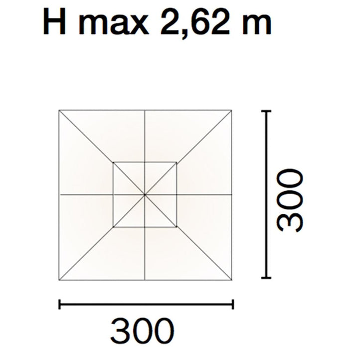 Ombrellone da Giardino Decentrato in Alluminio 3x3m con Manovella e Luci Vorghini Lights Antracite