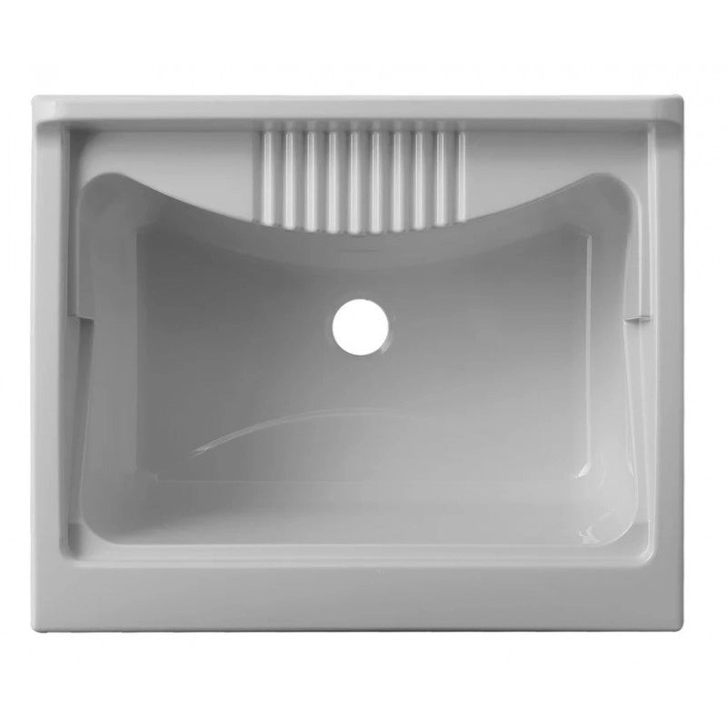 Lavatoio con mobile, lavapanni bianco in nobilitato idrofugo 60x50 cm salvaspazio con vasca in polipropilene  mobile due ante maniglie cromate da interno  Negrari