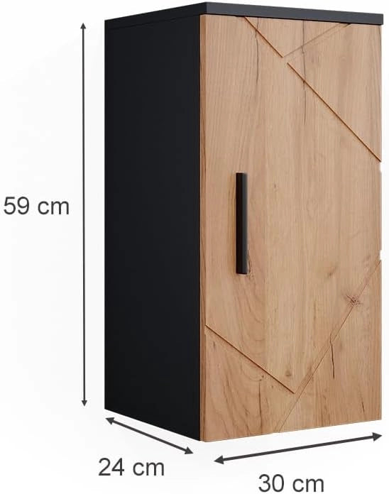 Mobile bagno Irma, Quercia dorata/antracite, 30 x 59 cm, adatto al montaggio a parete e combinabile con altri mobili Irma