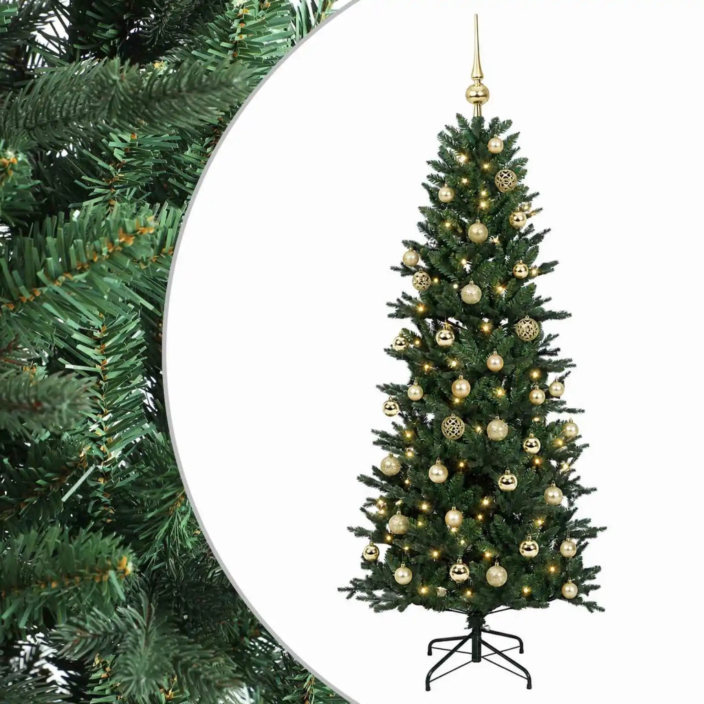 Albero di Natale artificiale con palline 120 cm 150 LED 3465659