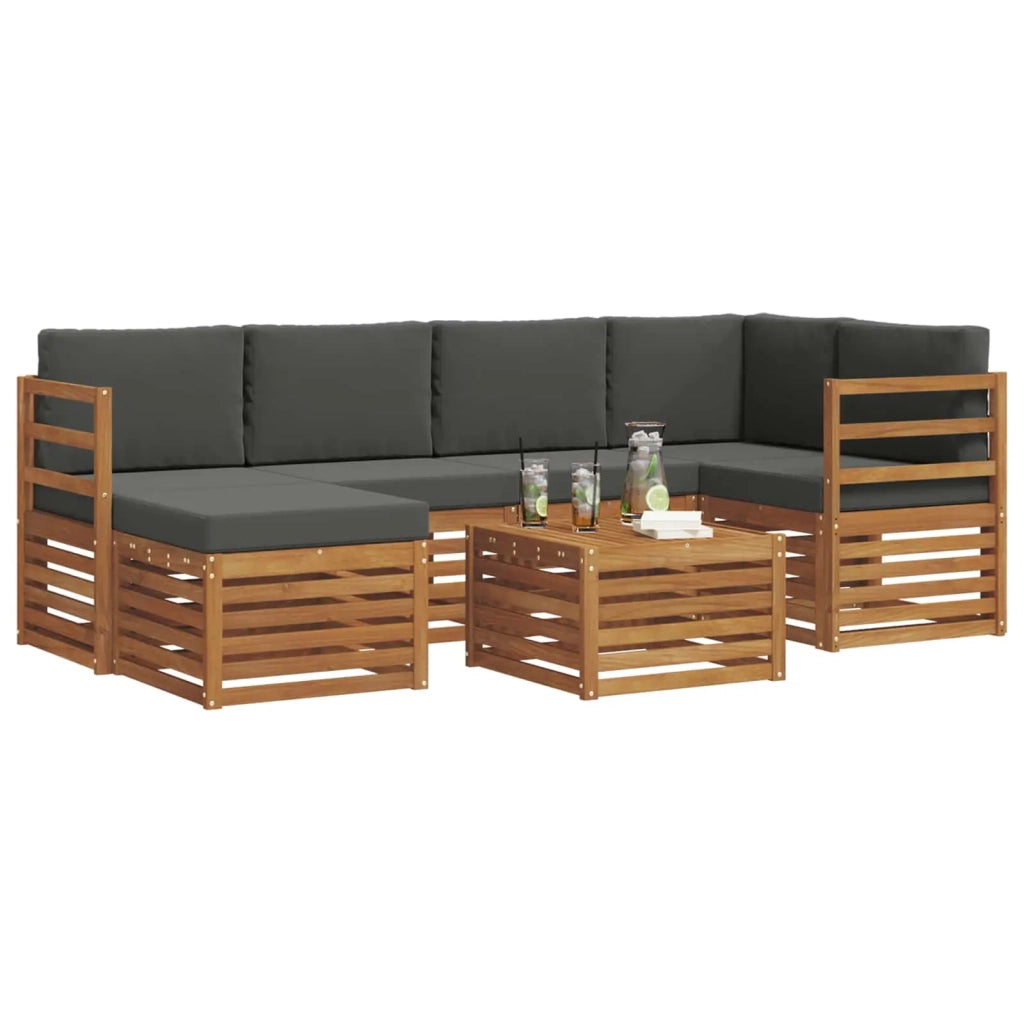 Set divano sezionale con cuscino 7 pcs Naturale e Antracite