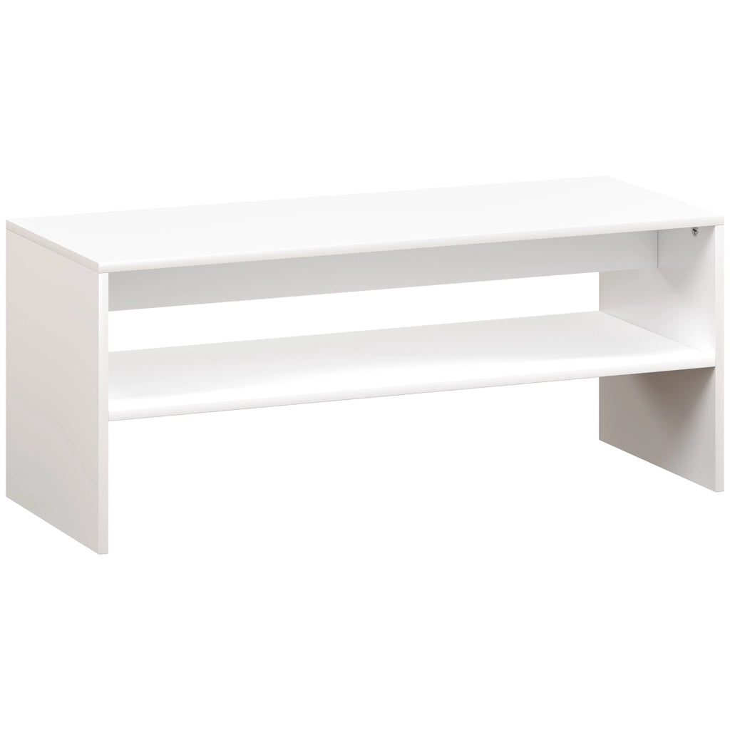 Tavolino da Caff¨¨ in Legno a 2 Livelli ¨C Minimal ¨C Bianco 100x40x41.5 cm