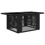 Tavolo da Giardino | Tavolino da esterno Nero 100 x 55 x 37 cm Rattan PE e Vetro