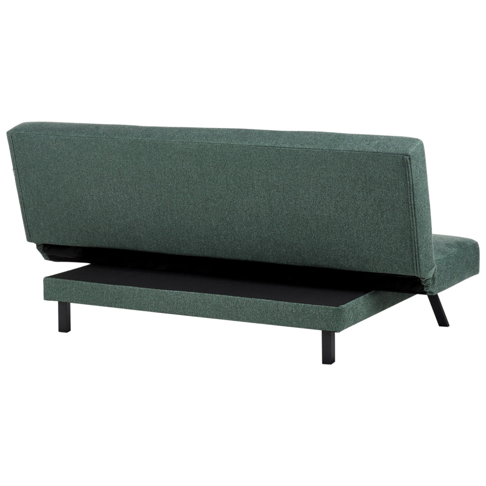 Divano Letto Rivestimento Tessuto Verde Patchwork Multicolore 3 Posti Meccanismo Click Clack